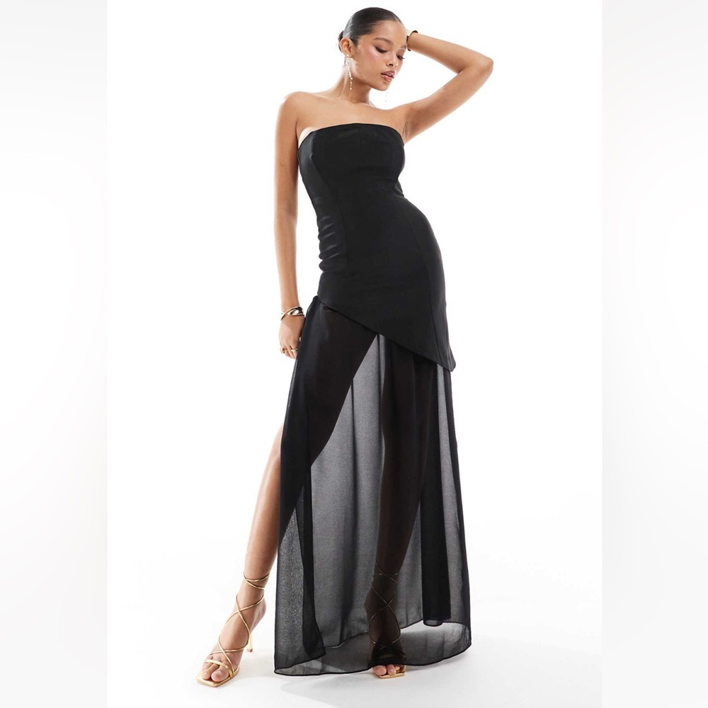 ASOS DESIGN structured maxi dress w/chiffon slit